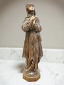 A 19th century French carved boxwood figure of The Virgin Mary,