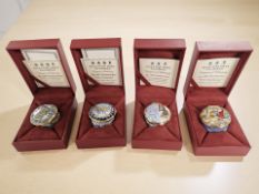 Four Halcyon Days enamel christmas boxes, 2007 to 2009, all boxed with certificates.