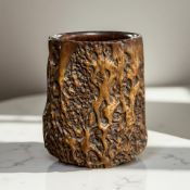 A 19th century Chinese carved root wood bitong (brush pot), height 9 cm.
