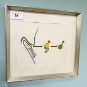 Danish School : A metamorphosis of a fly, colour print, 17 cm x 15 cm.