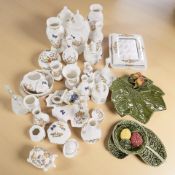 A quantity of Aynsley Cottage Garden porcelain, Portuguese leaf dishes, etc.