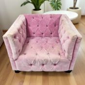 An armchair in deep buttoned pink upholstery, width 98 cm.