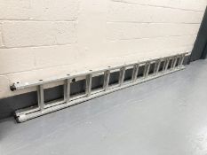 An aluminium double extension ladder