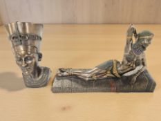 Two contemporary Egyptian style resin figures, largest 37 cm wide.