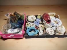 A large quantity of ceramics and glass wares including Paragon, Maling blue and white jug,