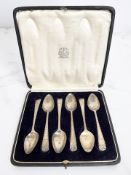 A cased set of six silver teaspoons,