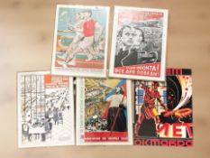 A collection of Soviet propaganda prints, 40 cm x 30 cm.