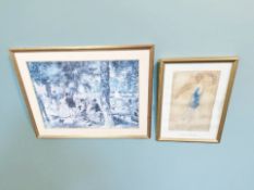 A print after Auguste Rodin and a further print after Renoir, overall 113 cm x 87 cm.