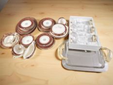 A stainless steel serving tray with gilt 