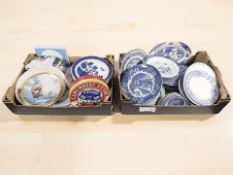Assorted blue and white transfer printed dinner wares including Myott, Royal Doulton, Booths,