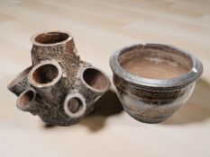 A Victorian glazed earthenware strawberry planter stamped 'Eltringham, Prudhoe on Tyne',