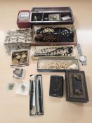 A group of jewellery including a gent's vintage stainless steel Seiko automatic calendar wristwatch,