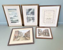 J W Edwards (20th Century) : Figures in a cobbled high street, watercolour, 28 cm x 38 cm,