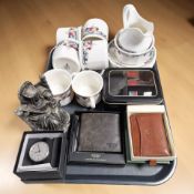 A gent's wristwatch signed 'Arne Jacobsen', an Osprey London wallet, pairs of cufflinks,