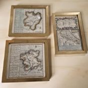 Three 18th century engraved and hand coloured maps depicting Worcestershire,