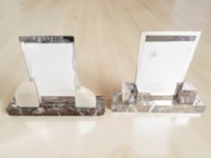 Two Art Deco marble photo frames, width 20 cm.