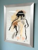 Danish School : Nude portrait study, watercolour, 29 cm x 39 cm.