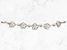 A cultured pearl and silver bracelet,