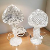 A crystal mushroom table lamp, height 41 cm, a similar pressed glass example,