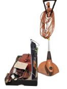 A Flymo electric strimmer, battery charger, fuel can, other hand tools.