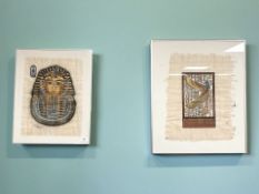 Two papyrus pictures, the largest overall 51 cm x 61 cm.