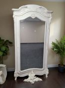 A French style painted mirror door armoire, 113 cm x 57 cm x 230 cm.