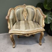 A French style gilt salon armchair, width 69 cm.