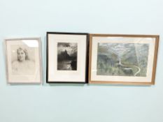 * Withdrawn * Rosamund Willis (20th Century) : Valley landscape with sunlight streaming from clouds,