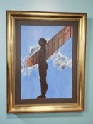 Contemporary School : The Angel of the North, oil on canvas, 87 cm x 62 cm.