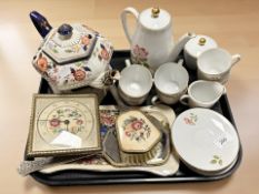 A Victorian Johnson Limited Burslem Britannia tea pot, and a further Bavarian porcelain tea set,