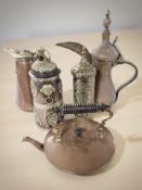A 19th century Islamic copper on brass coffee pot, height 39 cm,