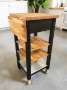 A contemporary four tier kitchen butcher's block trolley, width 43 cm.