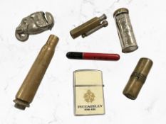 A group of antique and later lighters, trench art lighter,