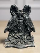 A Victorian painted cast iron door stop in the form of two herons, height 20 cm.