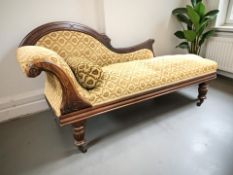 An Edwardian walnut chaise longue, length 193 cm.