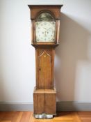 A George III oak eight day longcase clock, the painted 13