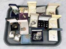 Assorted costume jewellery including silver items, cultured pearls,
