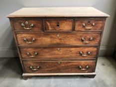 A George III mahogany straight front chest of six drawers, 110 cm x 55 cm x 95 cm.