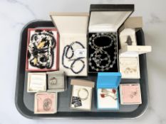 Assorted costume jewellery including silver items,