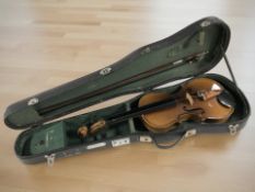 A Chinese Skylark violin with two piece 12'' back in case with bow