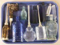 A group of antique chemist's bottles, Avon bottle in the form of a pipe,