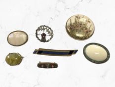 A Japanese Satsuma porcelain brooch together with further antique and vintage brooches