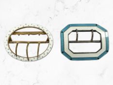 Two fine enamel buckles,