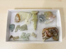 A group of onyx and jade carvings