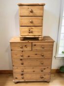 A modern pine six drawer chest,