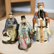 Three Chinese ceramic figures of scholars,