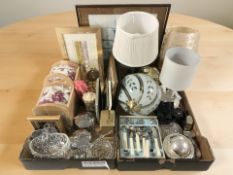 Assorted modern table lamps, EPNS wares, cutlery, glass wares, photo frames, pictures,