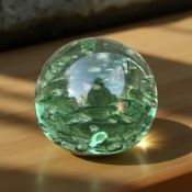 A Sunderland glass dump with bubble inclusions, height 9.5 cm.