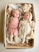 A German bisque headed jointed doll, stamped 201-2 Germany, length 35 cm,