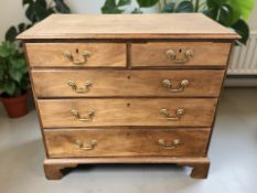 A George III mahogany and pine five drawer straight front bracket chest, 102 cm x 55 cm x 90 cm.
